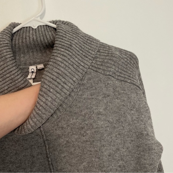 CABLE & GAUGE Cowl Neck Sweater Gray Flecked Speckled Hi-Lo Hem Tunic Sweater L - Picture 7 of 14